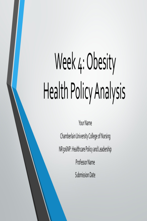 NR 506NP Week 4 Assignment; Kaltura Health Policy Analysis; Obesity
