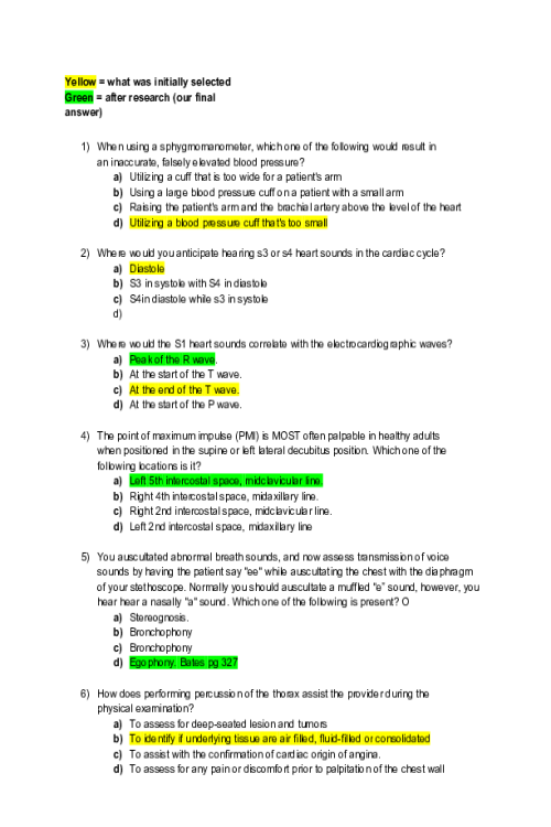 NR 511 Week 1 Exam; CEA Pre-Clinical Diagnostic Exam - Practice Questions (150 Questions-Answers)