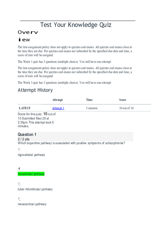 NR 546 Week 3 Test Your Knowledge Quiz