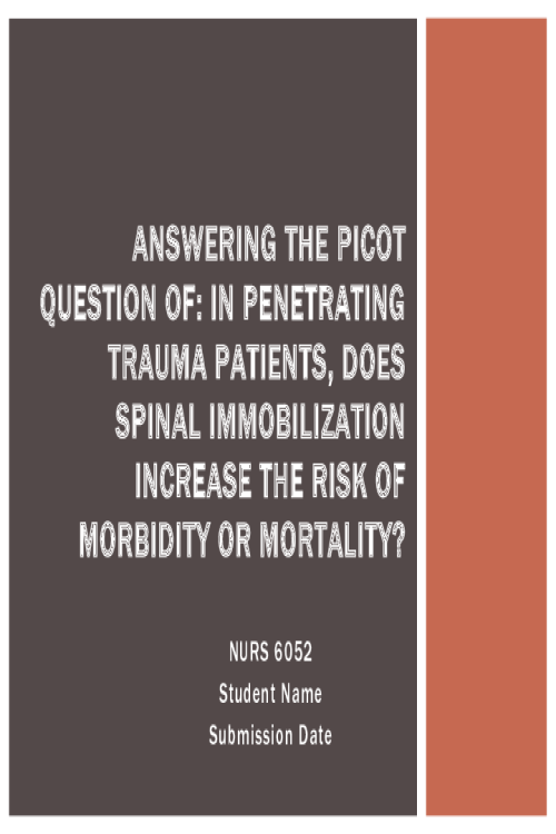 NURS 6052 Module 6 (Weeks 10-11) Assignment; Evidence-Based Capstone Project, Part 6; Disseminating Results