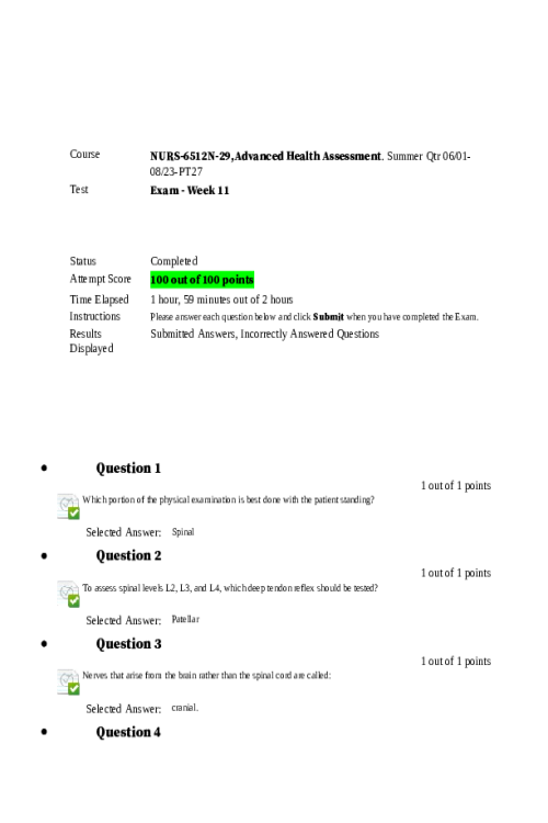 NURS 6512N-29; Exam - Week 11 Final